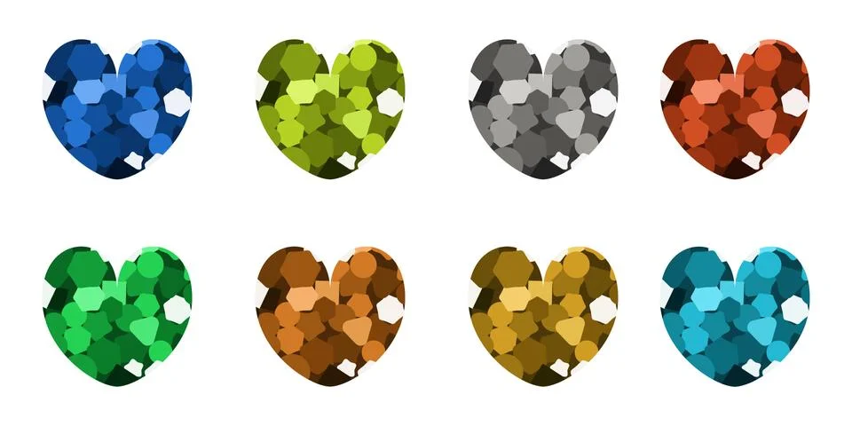 Set of icons in the shape of hearts. Stock Illustration