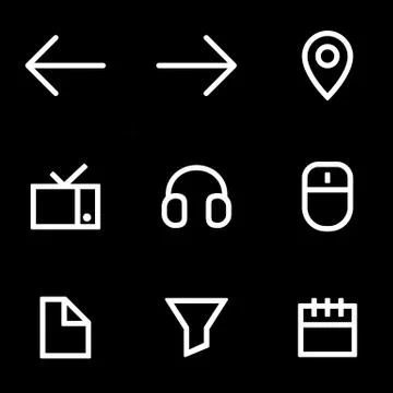 Set of icons for simple flat style ui design Stock Illustration