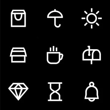 Set of icons for simple flat style ui design Stock Illustration