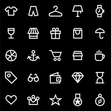 Set of icons for simple flat style ui design Stock Illustration