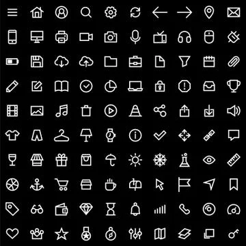 Set of icons for simple flat style ui design Stock Illustration