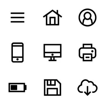 Set of icons for simple flat style ui design Stock Illustration