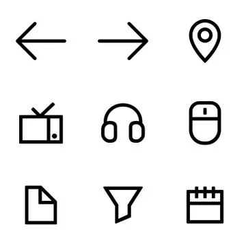 Set of icons for simple flat style ui design Stock Illustration