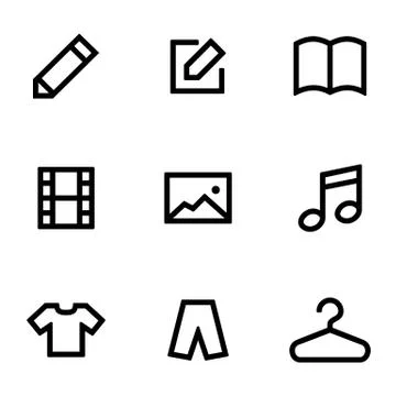 Set of icons for simple flat style ui design Stock Illustration