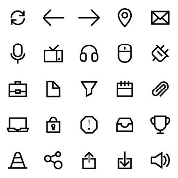 Set of icons for simple flat style ui design Stock Illustration