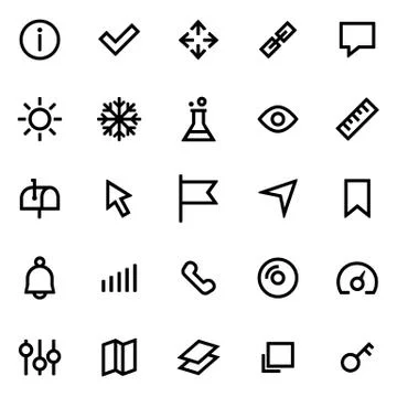 Set of icons for simple flat style ui design Stock Illustration