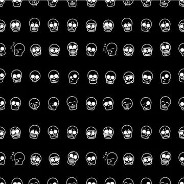 Set of icons skull illustration. Vector seamless pattern Stock Illustration