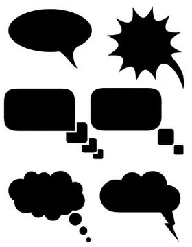 Set icons speech bubbles dreams black silhouette vector illustration Stock Illustration