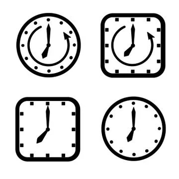Set of icons square and round clock Stock Illustration
