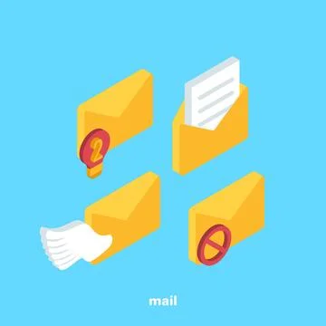 Set of icons on the subject of mail, isometric image 스톡 일러스트