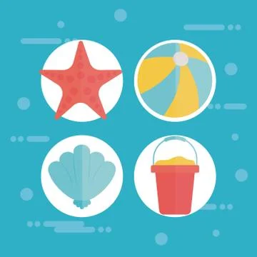 Set of icons summer in the beach Stock Illustration