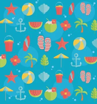 Set of icons summer in the beach Stock Illustration