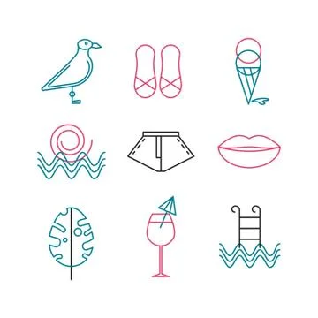 Set of icons summer Stock Illustration