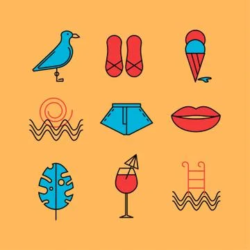Set of icons summertime Stock Illustration