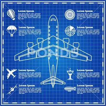 Set of icons on a theme aviation. Stock Illustration