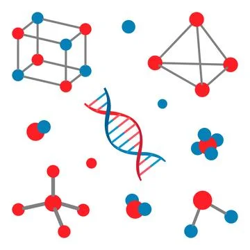 Set of icons on the theme of DNA, molecules. Chemistry. Medicine Stock Illustration
