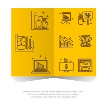 Set icons on a theme of economic crisis Stock Illustration