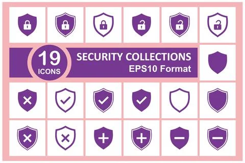 Set of icons on the theme of security and protection. Vector illustration. Stock Illustration
