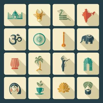 Set of icons on a theme of Sicily in the form of a circle Stock Illustration
