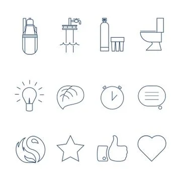 Set of icons on the theme of water, heating and business Stock Illustration