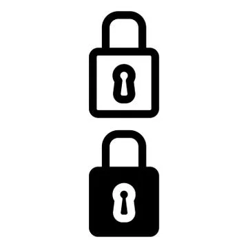 Set icons of two locks closed. Vector isolated on white background. Stock Illustration