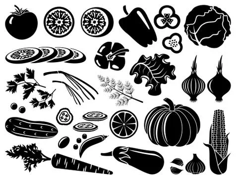 Set of icons of vegetables Stock Illustration