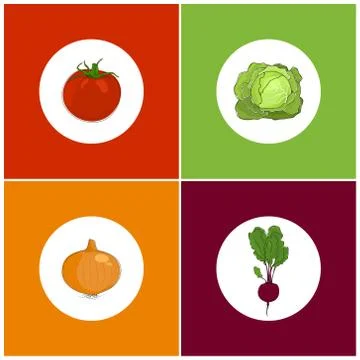 Set of Icons Vegetables Stock Illustration