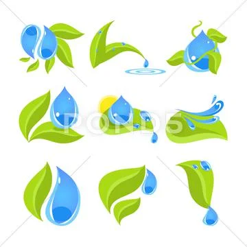 Set of icons for water and nature Stock Illustration