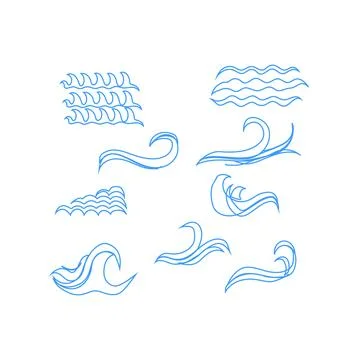 Set of icons wave set of waves vector Stock Illustration
