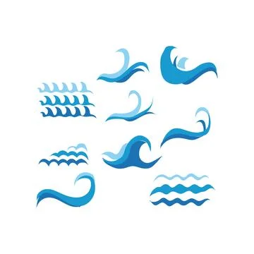 Set of icons wave set of waves vector Stock Illustration