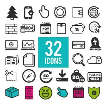 Set of icons for Web and Mobile on white background. Stock Illustration
