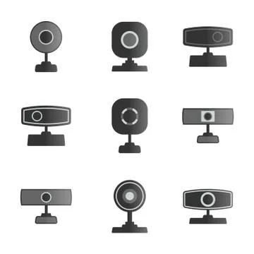 Set  icons webcam, vector illustration. Stock Illustration