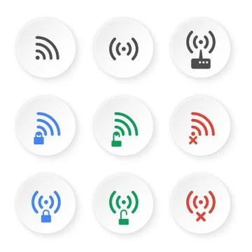 Set of icons of wireless connections. Stock Illustration