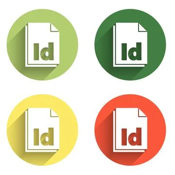 Set ID File document icon isolated with long shadow background. Color circl.. Stock Illustration