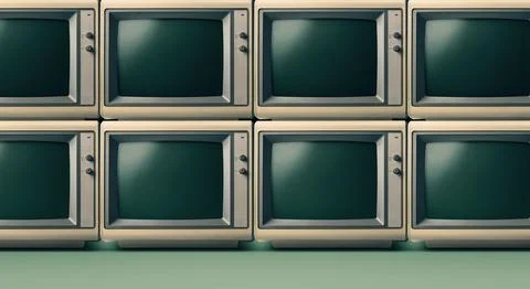 Set of identical computer monitors Stock Photos