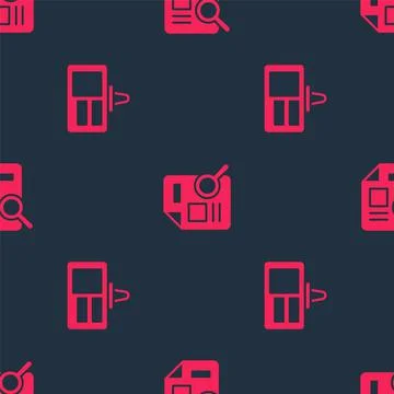 Set Identification badge and Document with graph chart on seamless pattern Stock Illustration