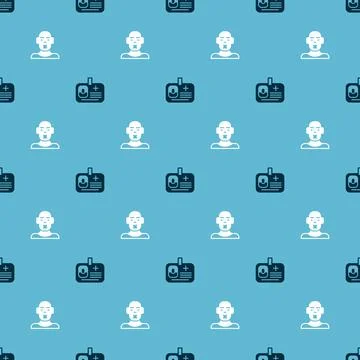 Set Identification badge and Head of deaf and dumb on seamless pattern. Vector Stock Illustration