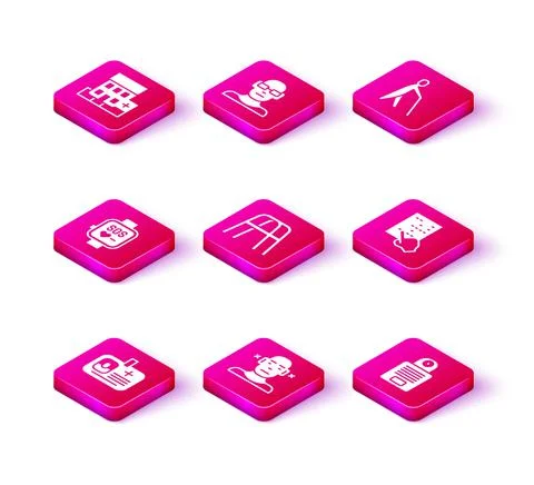 Set Identification badge, Deaf, Smart watch, Walker, Intercom, Braille, Blind Illustrazione stock