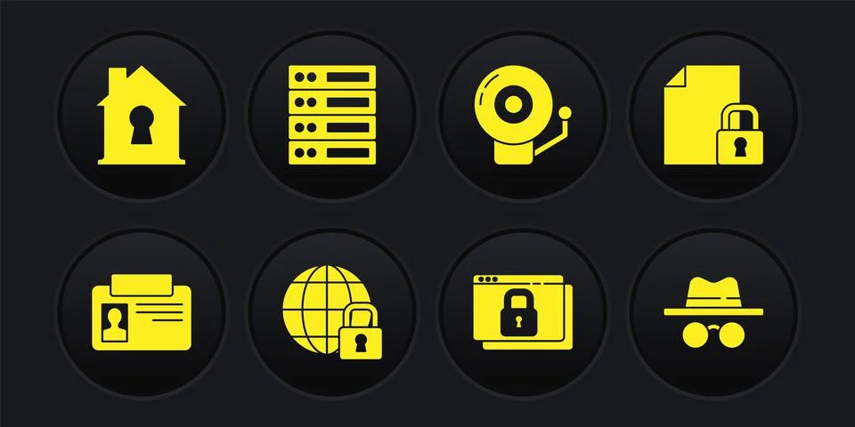 Set Identification badge, Document and lock, Global lockdown, Secure your site Stockillustratie