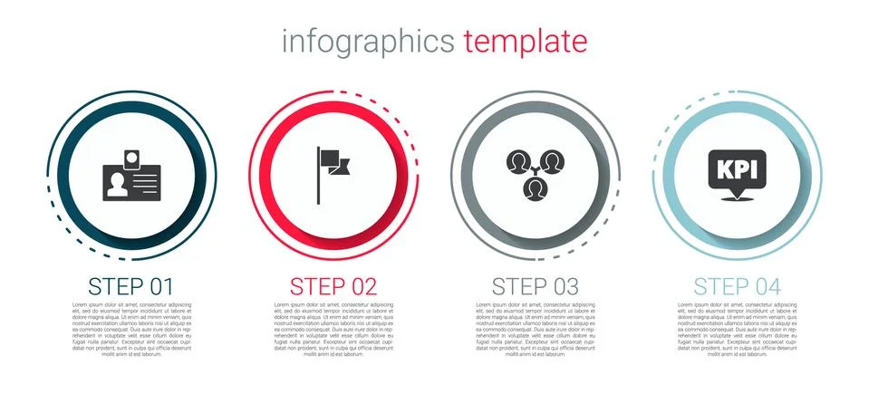 Set Identification badge, Location marker, Project team base and Key performance Stock Illustration