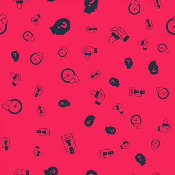 Set Identification badge, Worker, time and on seamless pattern. Vector Stock Illustration