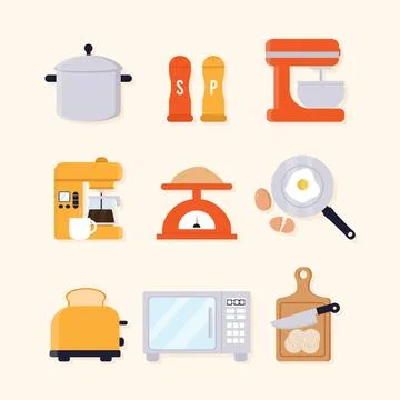 Set of illustrated kitchen elements Stock Illustration