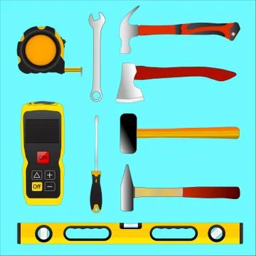 Set of illustration construction tools Stock Illustration