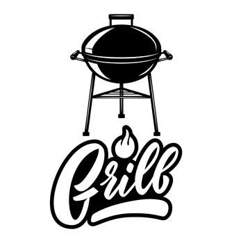 Set of illustrations of bbq grill. Design element for emblem, sign, menu, i.. Stock Illustration
