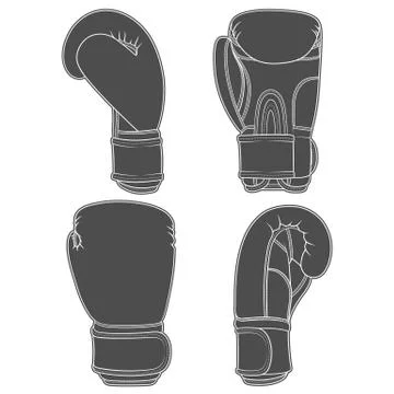 Set of illustrations with boxing gloves. Isolated vector objects. Stock Illustration