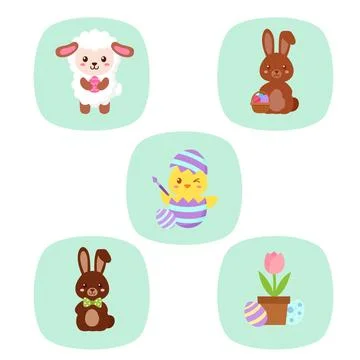 Set of illustrations for the christian easter holiday Stock Illustration