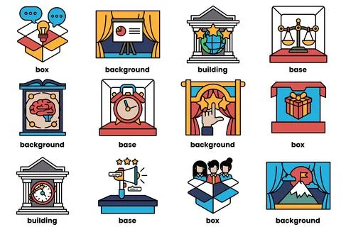 Set of illustrations in the concept of business background and objects in l.. Stock Illustration