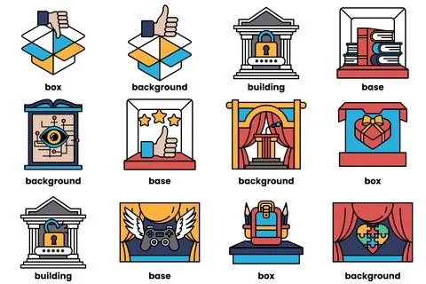 Set of illustrations in the concept of business background and objects in l.. Stock Illustration