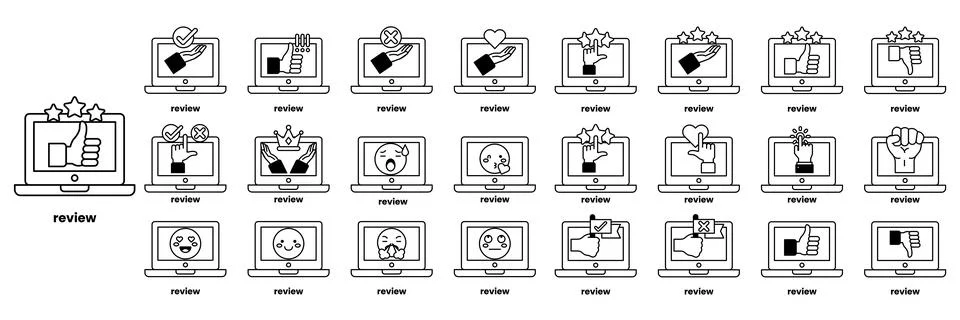 Set of illustrations in the concept of computers and business objects in li.. Stock Illustration