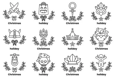 Set of illustrations in the concept of Halloween and holidays in a line style Stock Illustration